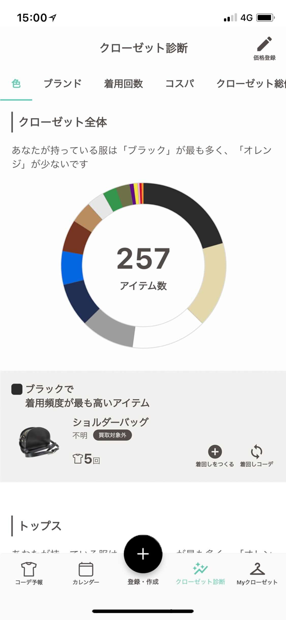 ファッションアプリXZクローゼットのクローゼット診断機能