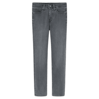 レディースのファッションアイテム、グレーのデニムパンツ